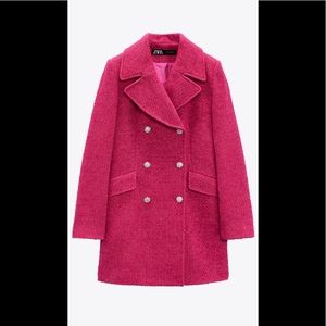 Zara jewel button textured coat